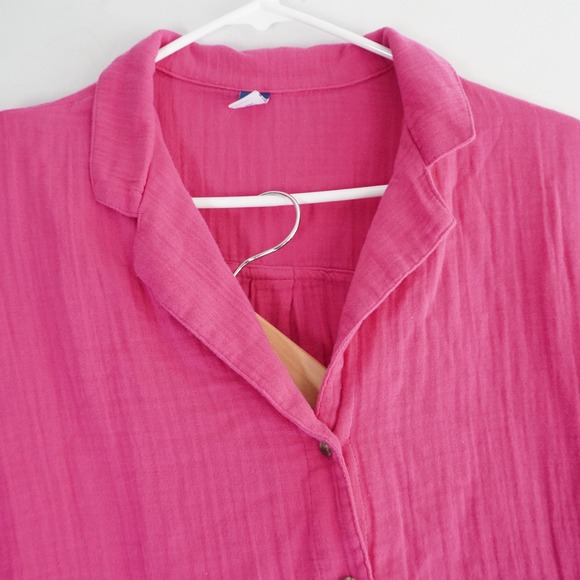 Old Navy Hot Pink Lounge Set Pajama Sleepwear Button Up Top &‎ Shorts Comfy M/S - Picture 4 of 13